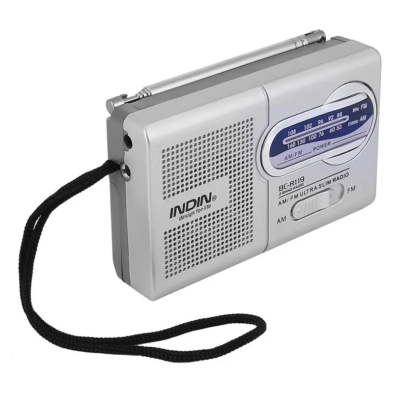 Radio baterias AM-FM, pequeno INDIN GRIS