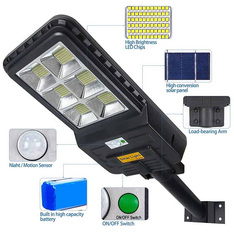 Foco solar JD 300w negro - 6 partes control remoto