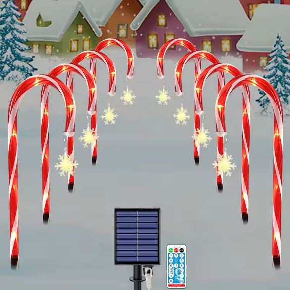 Luz Solar Navidad Dulce baston 8 candy
