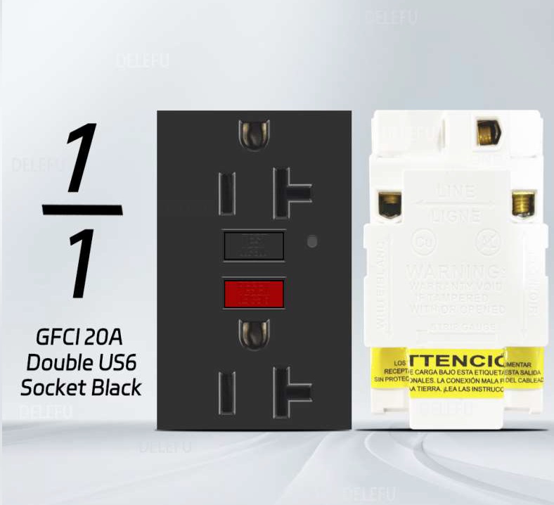 ViVeLUXUR Receptaculo GFCI 20A 1/1 Negro