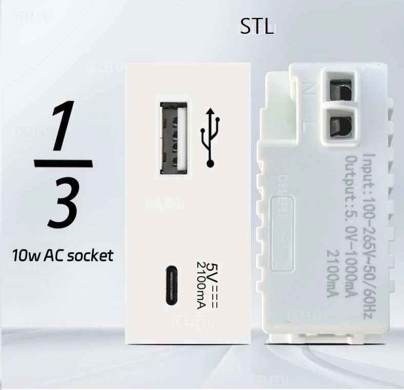 [9934] ViVeLUXUR Socket USB Tipo C 1/3 Blanco peq