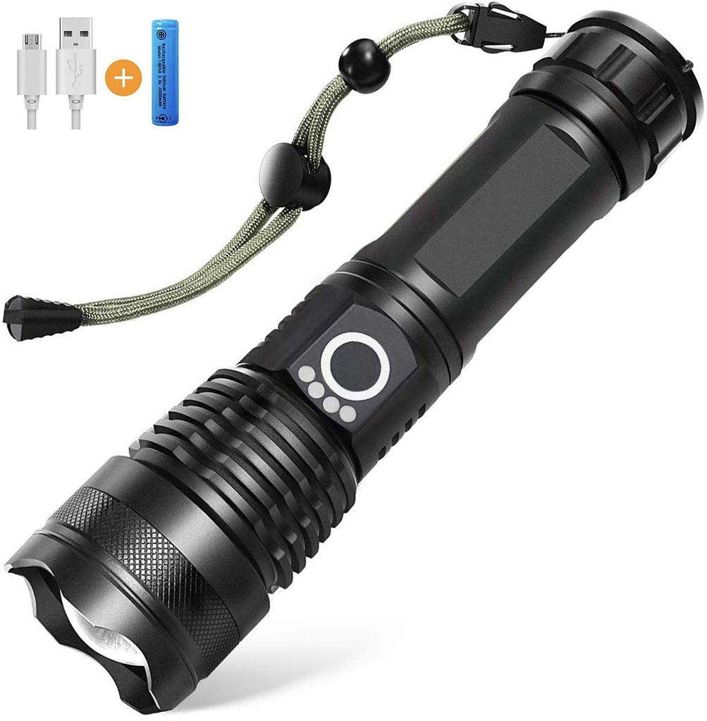 [Tj 0026] Flashlight Recargable + USB Tactical con zoom (copia)