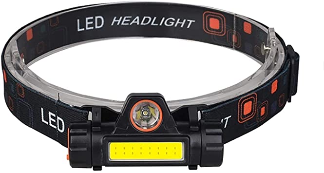 Head lamp recargable mini doble luz, imán lateral y cinta ajustable