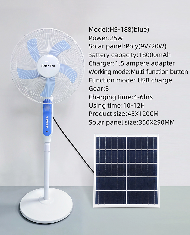 [T3321] Abanico Pedestal 25w con panel solar 20w, Recargable, Luz, 12 horas de trabajo