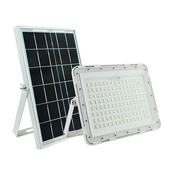 [T-44010] Flood light solar blanco 200w, control remoto, 16 pies de cable, Luz blanca