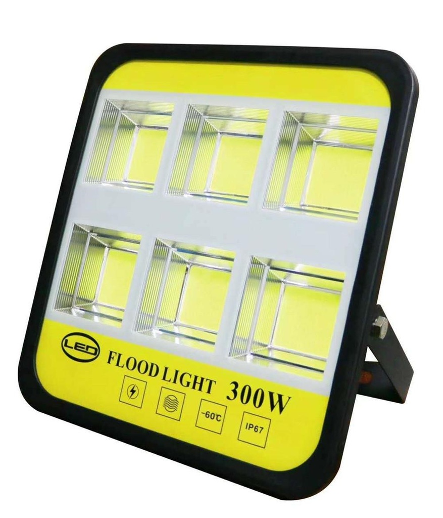 [T-44009] Flood light 300w COB LED Electrico, carcasa amarilla aluminio 30,000 lumens 6500k + fotocelda