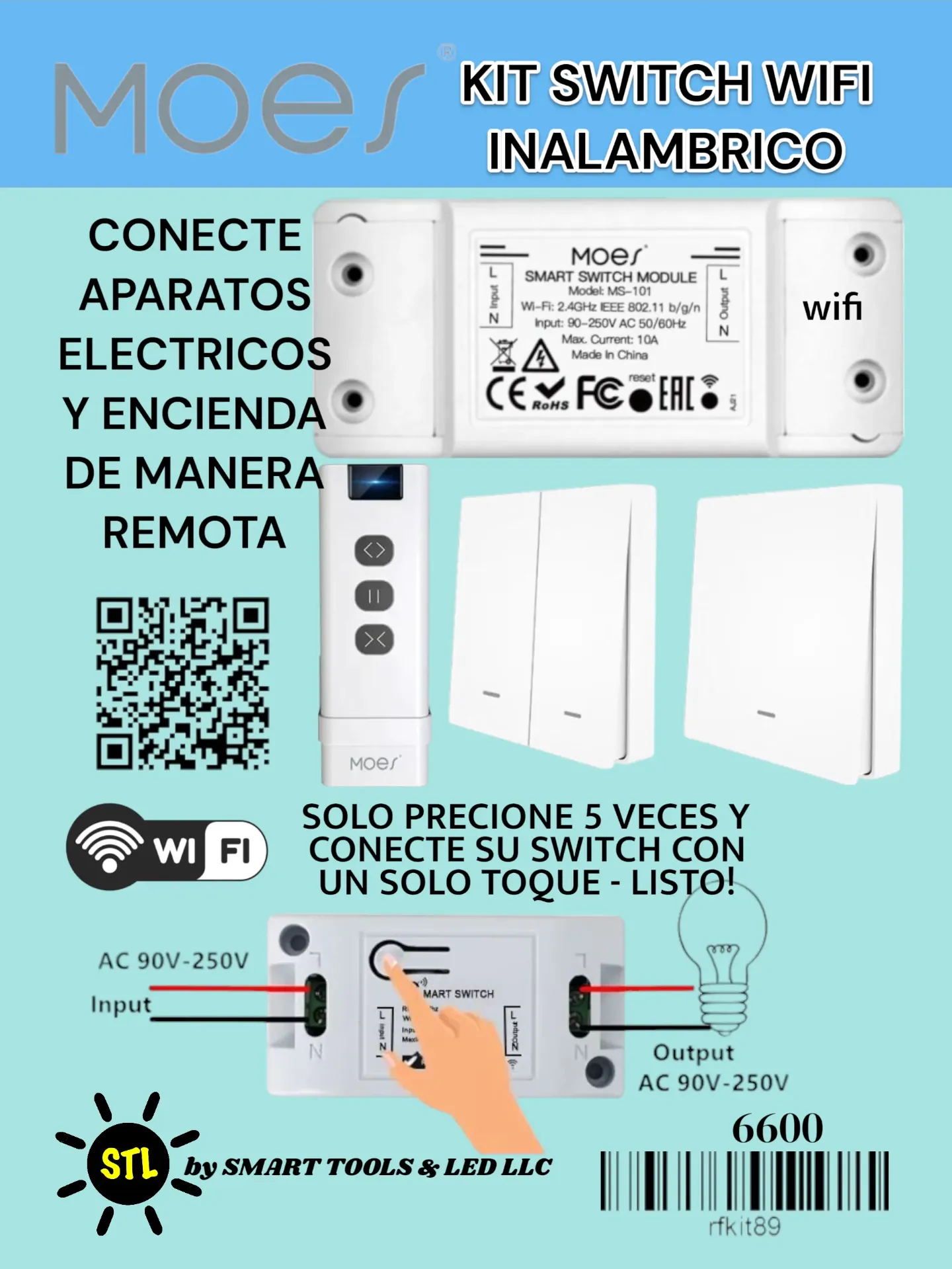 [6600] Kit Switch Inalámbrico RF switch + WIFI-RF trasmisor