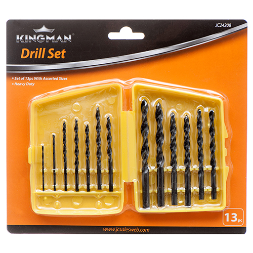 [T-24208] KINGMAN TOOL DRILL 13PCS SET IN A CASE, BARRENAS PARA METAL, DIFERENTES TAMANOS
