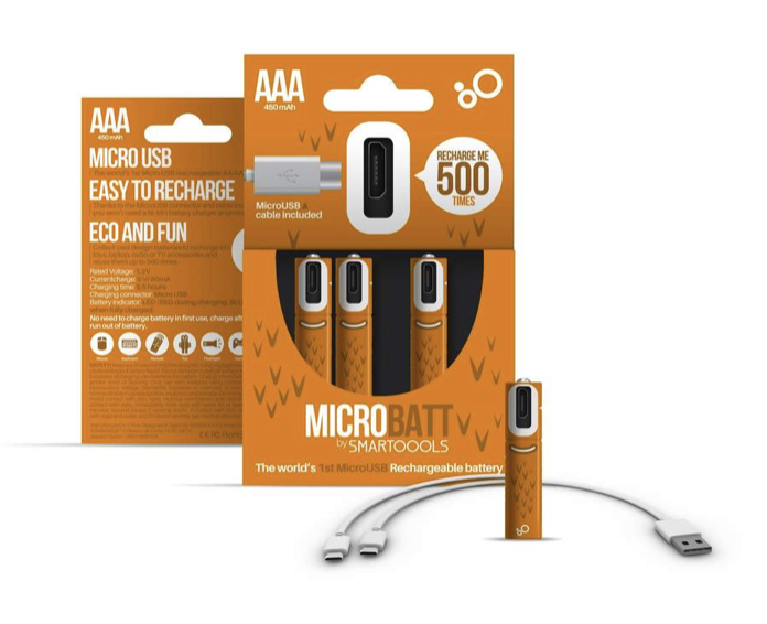 AAA (4) RECARGABLE BATERIA CON MICRO USB CABLE INCLUIDO