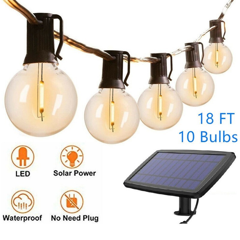 Solar, 10 bulb, strip IP44 Blanco guirnalda solar 18 PIES, perfecta para patios