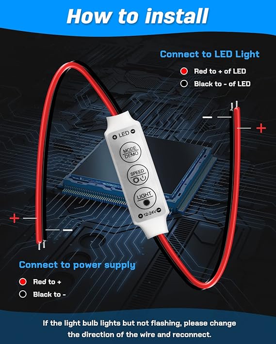 [T-33094] Control de cinta 1 color directo en cable  conector, encendido apagado,