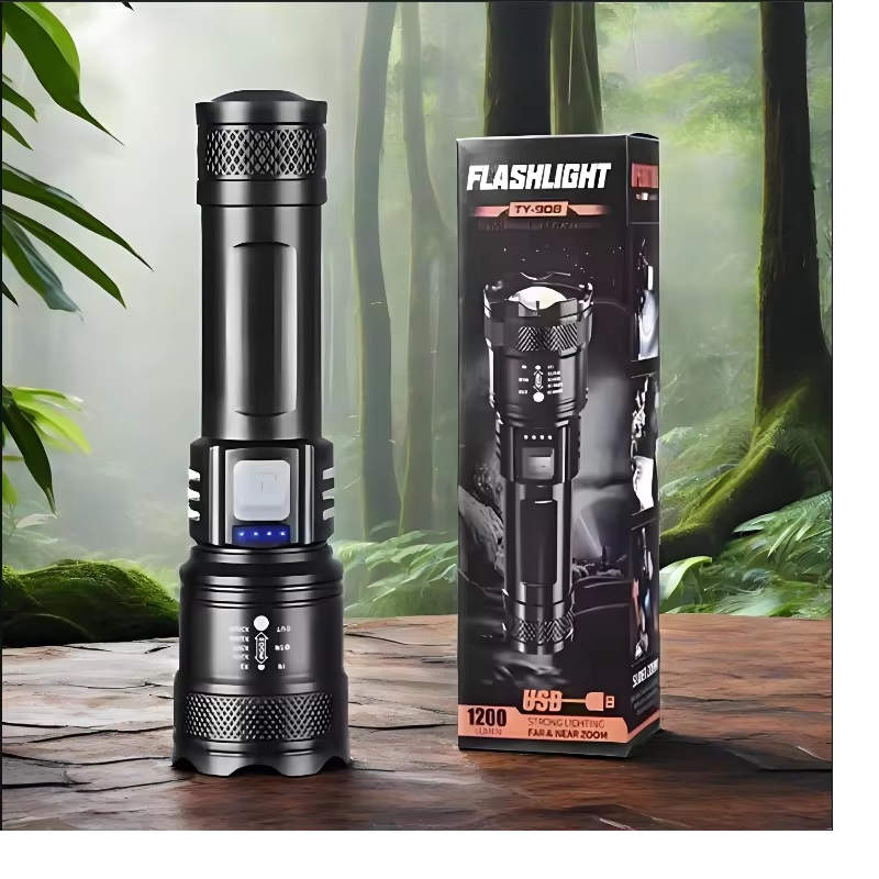 Flashlight Recargable + USB Tactical con zoom Plastico de gran calidad