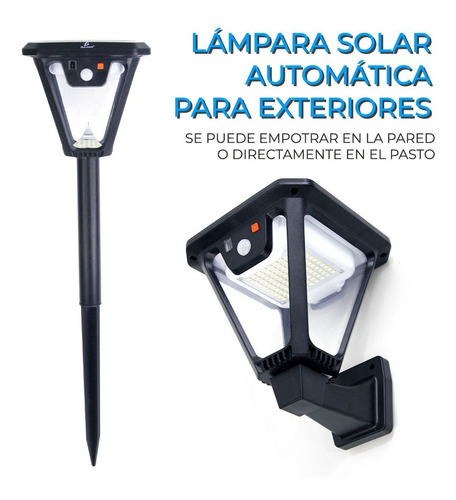 Lampara solar pared plástica + sensor puede usar en jardín, 2 color (Y-W)