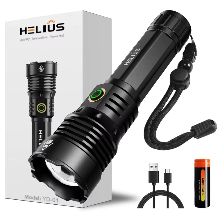 Original Helius Flash Light Grado A Aluminio Recargable Heavy Duty