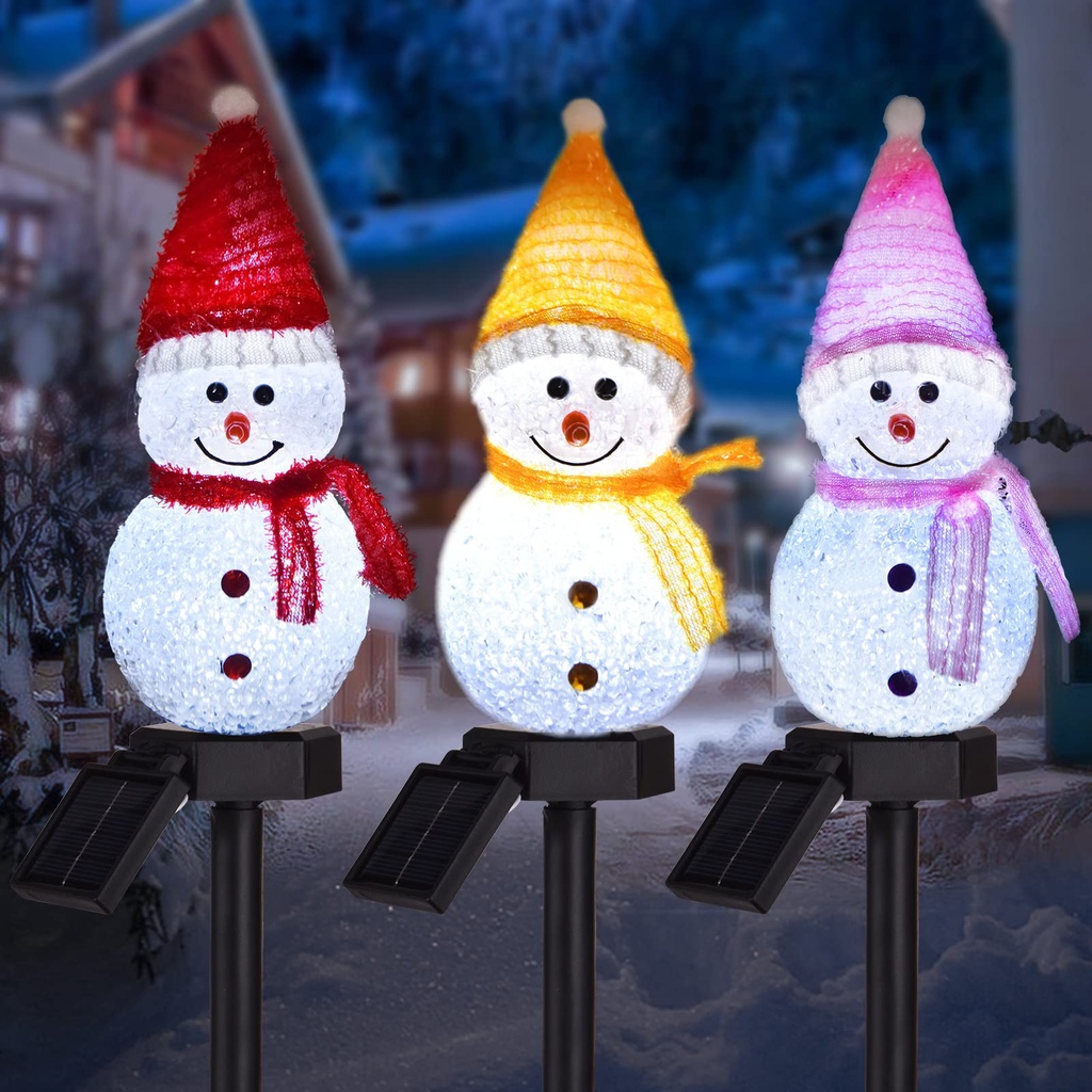 Muñeco de nieve solar luz blanca NAVIDAD