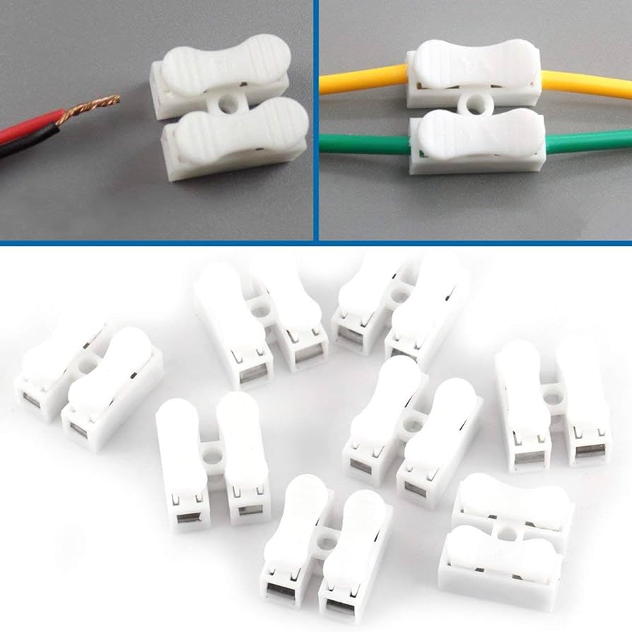 [T-44227] 2 PINS CONECTOR DE CABLES 10 AMP (PLASTICO) PQT10 perfecto para spotlights