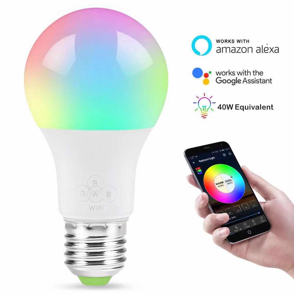 [T-44566] Bombilla wifi 4.5w, Alexa-google asistente de voz, perfecta para recamaras