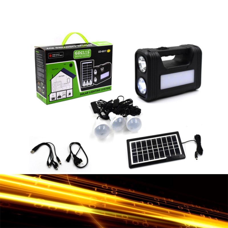 [GD8017] KIT Solar 10w radio black bulb LED y USB RKks10