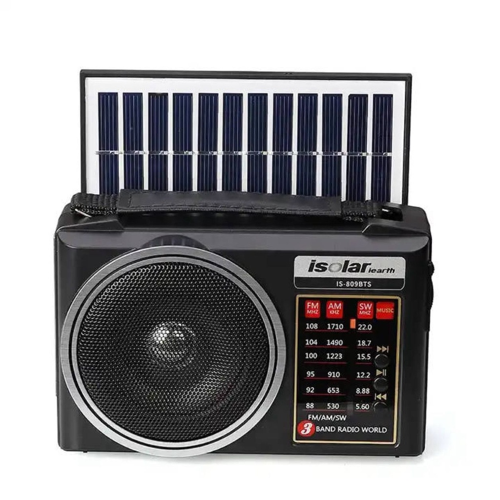 [IS-809BTS *] Radio Solar AM-FM, USB-BLUETOOTH ISOLAR NEGRO *