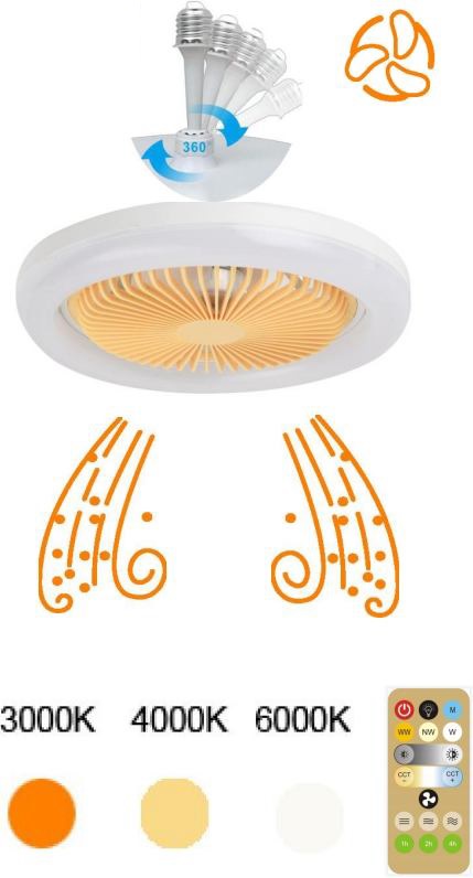 [44099] Bombilla con abanico y control remoto FAN