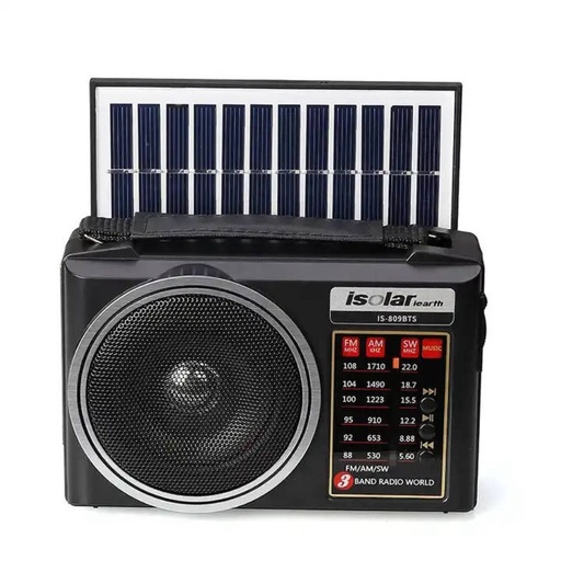 [IS-809BTS *] Radio Solar AM-FM, USB-BLUETOOTH ISOLAR NEGRO