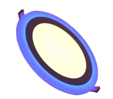 [44024] Panel doble luz, azul spot light 6w+3w redonda 6000k, facia