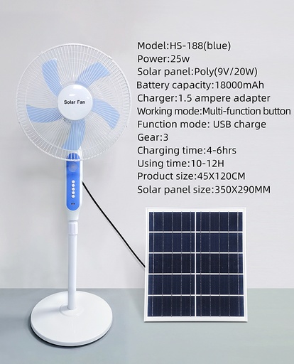 [3321] Abanico 25w con panel solar 20w